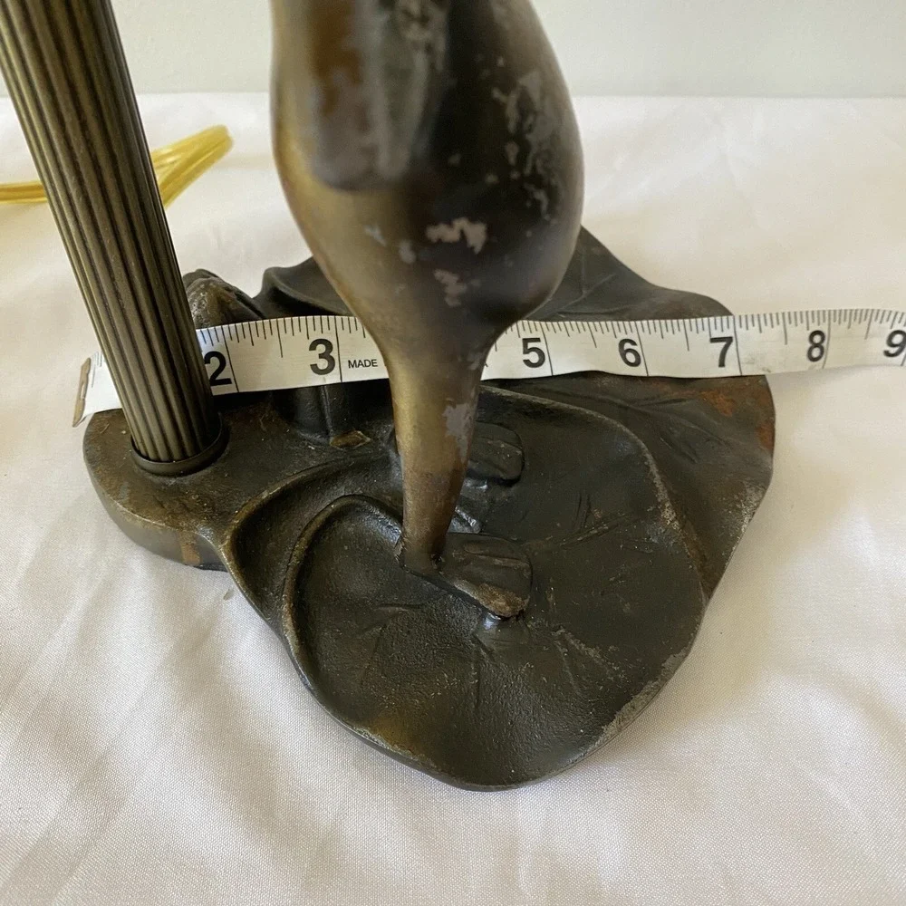 Vintage Dancing Frogs Bronze Cast Metal Table Lamp